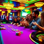 Experience the excitement of e28 in a lively casino atmosphere filled with poker chips and roulettes.