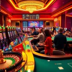 No Hu casino scene featuring excited players at slot machines and roulette tables in a lively environment.