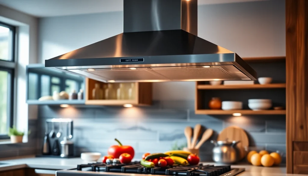 Enhance your cooking experience with this modern cooker hood in a stylish kitchen setting.