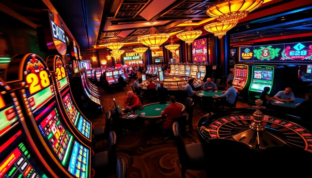 Experience the thrilling e28 casino action with vibrant slot machines and intense poker games.