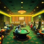 Players using the app tk88 at a bustling casino, enjoying poker and roulette games.