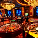 A lively casino scene showcasing players at various tables, highlighting 88aa.com for diverse gaming options.