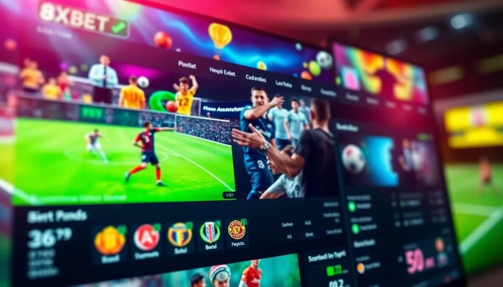 8XBET vibrant betting platform interface with sports betting options displayed engagingly.