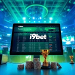 Engaging i9bet online betting interface amidst a vibrant e-sports arena.