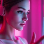 Engaging virtual character in AI chat porn environment, showcasing intimate conversation.