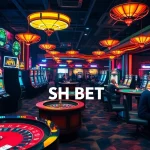 Players enjoy a thrilling night at SHBET Casino with vibrant lights and exciting games.